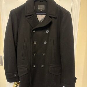 Banana Republic NWT Black Wool Peacoat - XL - 58% Wool - Quilted Lining